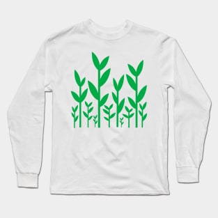 Green leafy tree plant shoots pattern design Long Sleeve T-Shirt